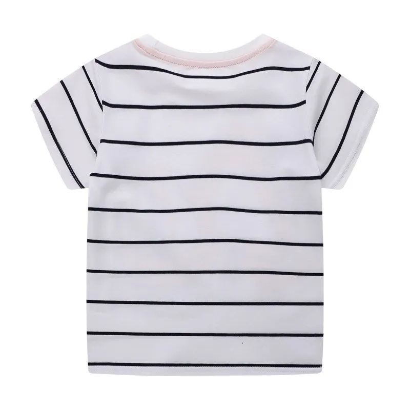 Toddler/Kid Boy's Excavator Print Design White T-shirt
