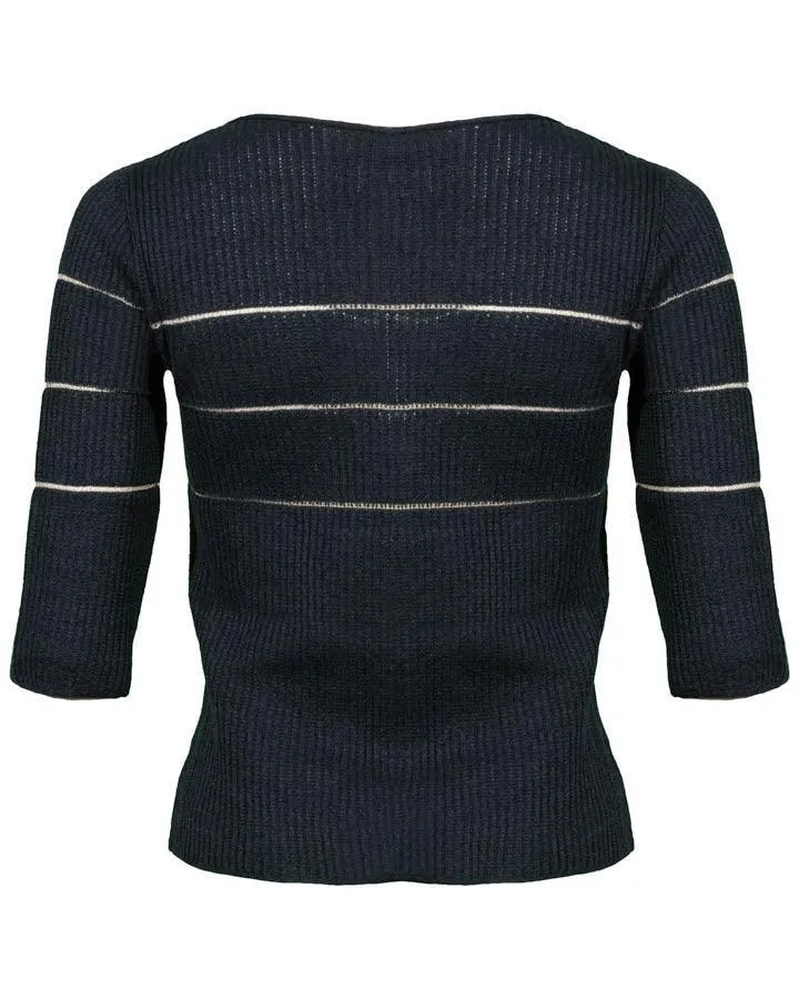 Tonet Stripe Detail 3/4 Sleeve Sweater