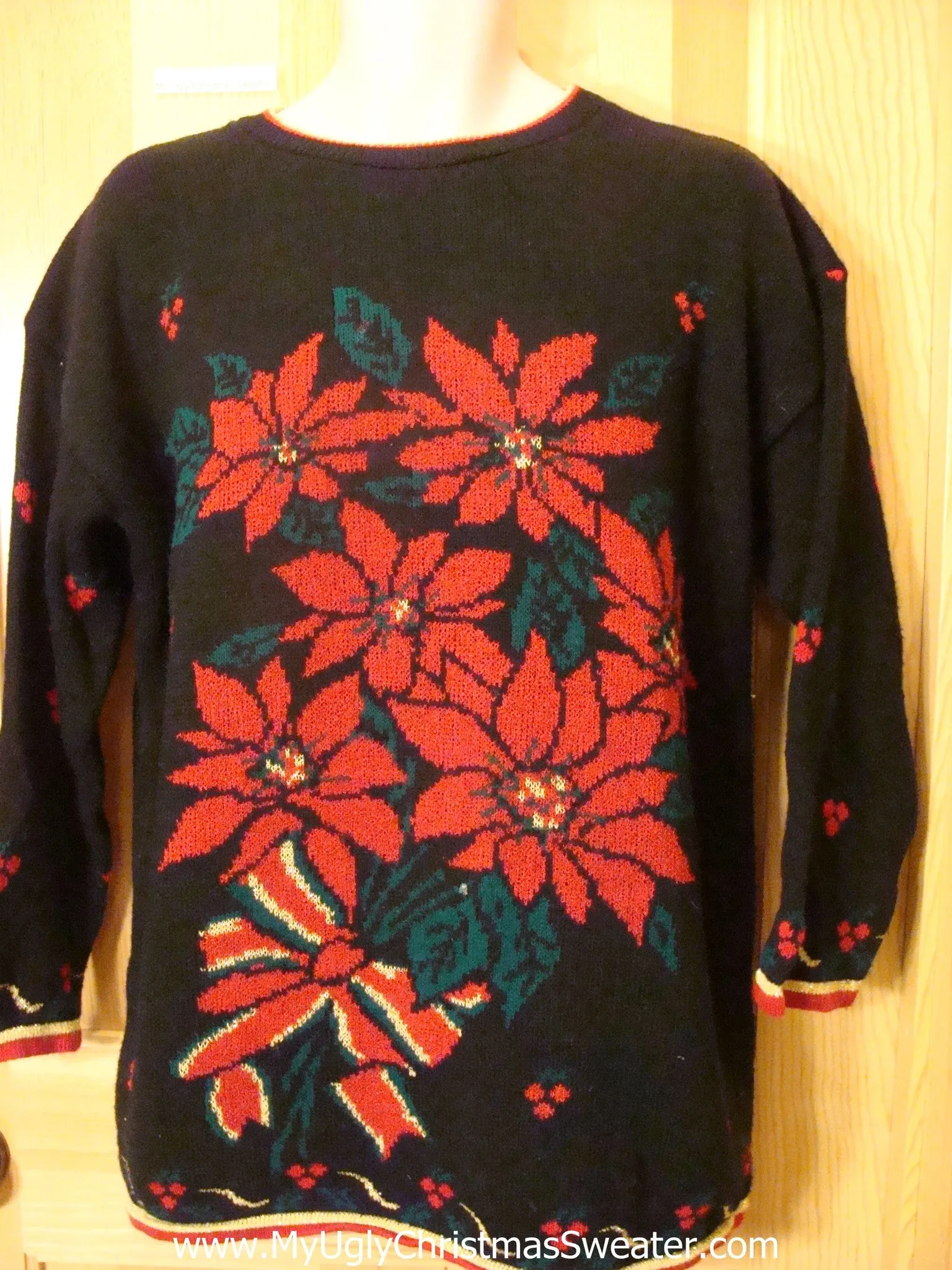 Ugly Christmas Sweater 80s Poinsettias