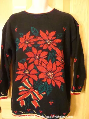 Ugly Christmas Sweater 80s Poinsettias