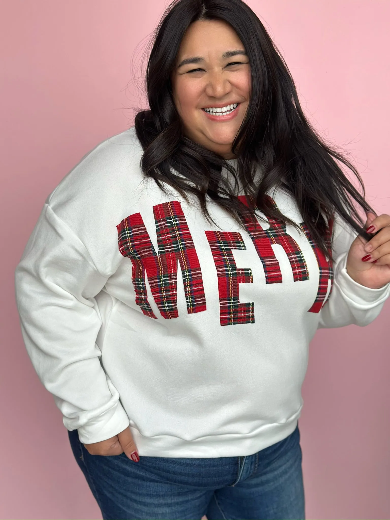 Very Merry Plaid Fleece Pullover-FINAL SALE