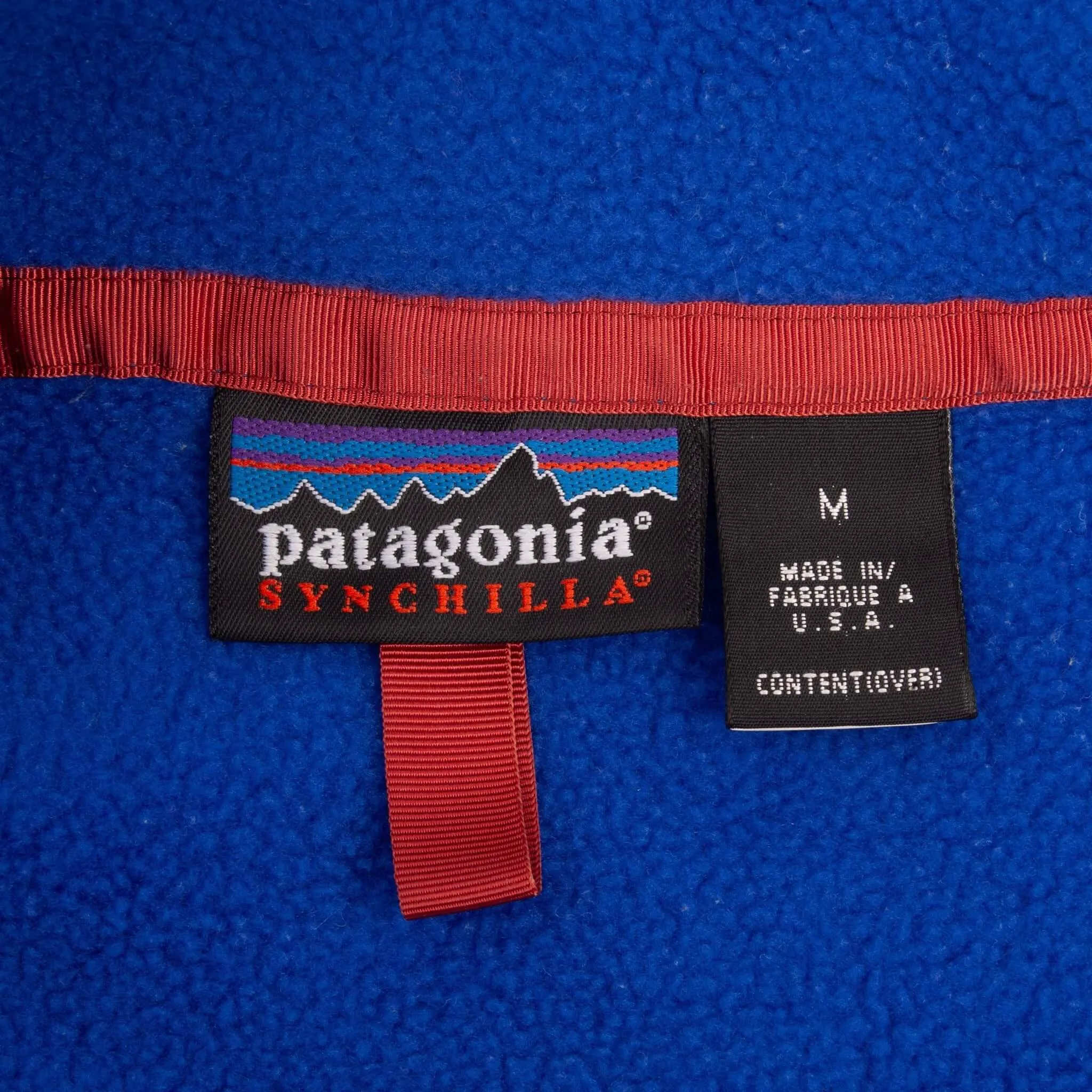 VINTAGE PATAGONIA SYNCHILLA SNAP T BLUE 1990S FLEECE PULLOVER MEDIUM MADE USA