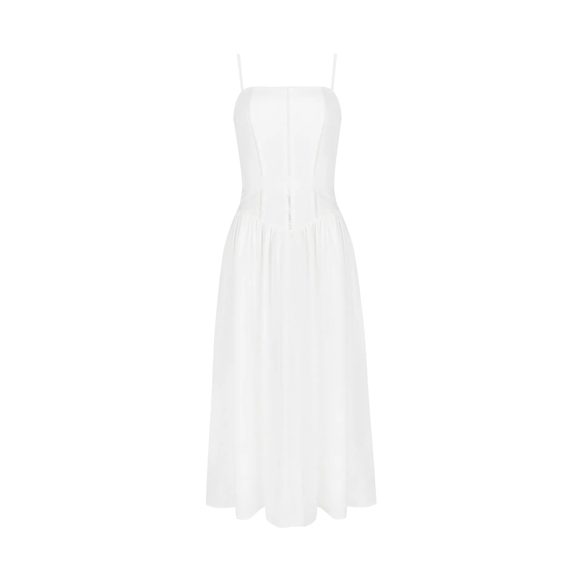 White Bodycon Midi Dress: New Arrival Summer Fashion Sexy V-Neck Dress with Spaghetti Straps for Women