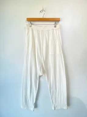 White Cotton Drop Crotch Pants