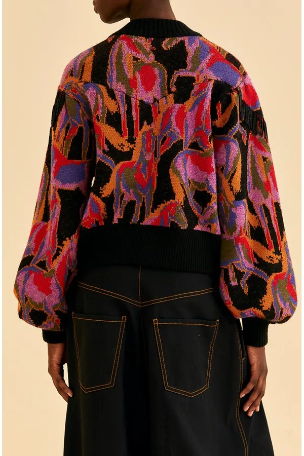 Wild Horses Black Fringe Sweater