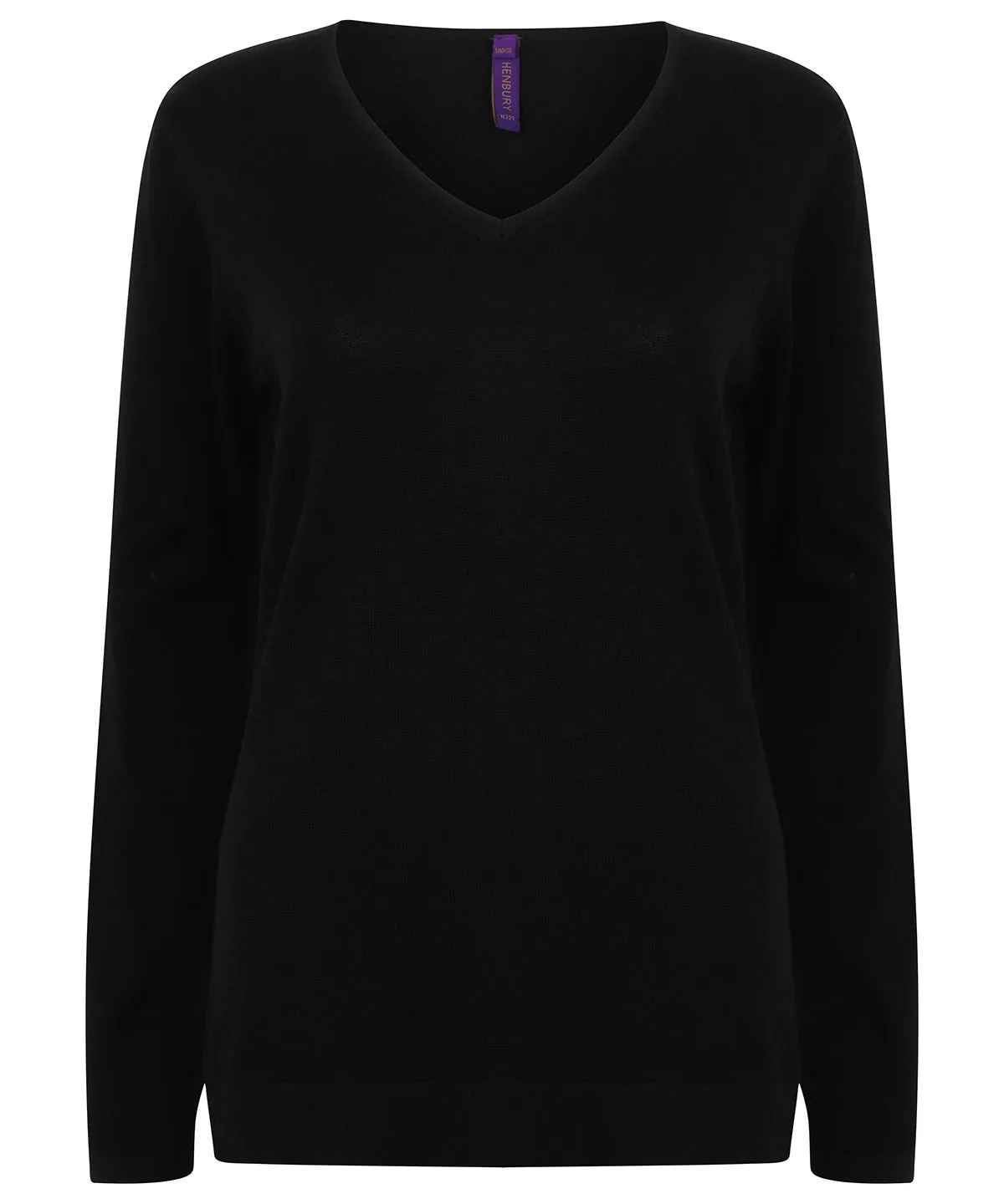 Womens 12 gauge v-neck jumper | Black