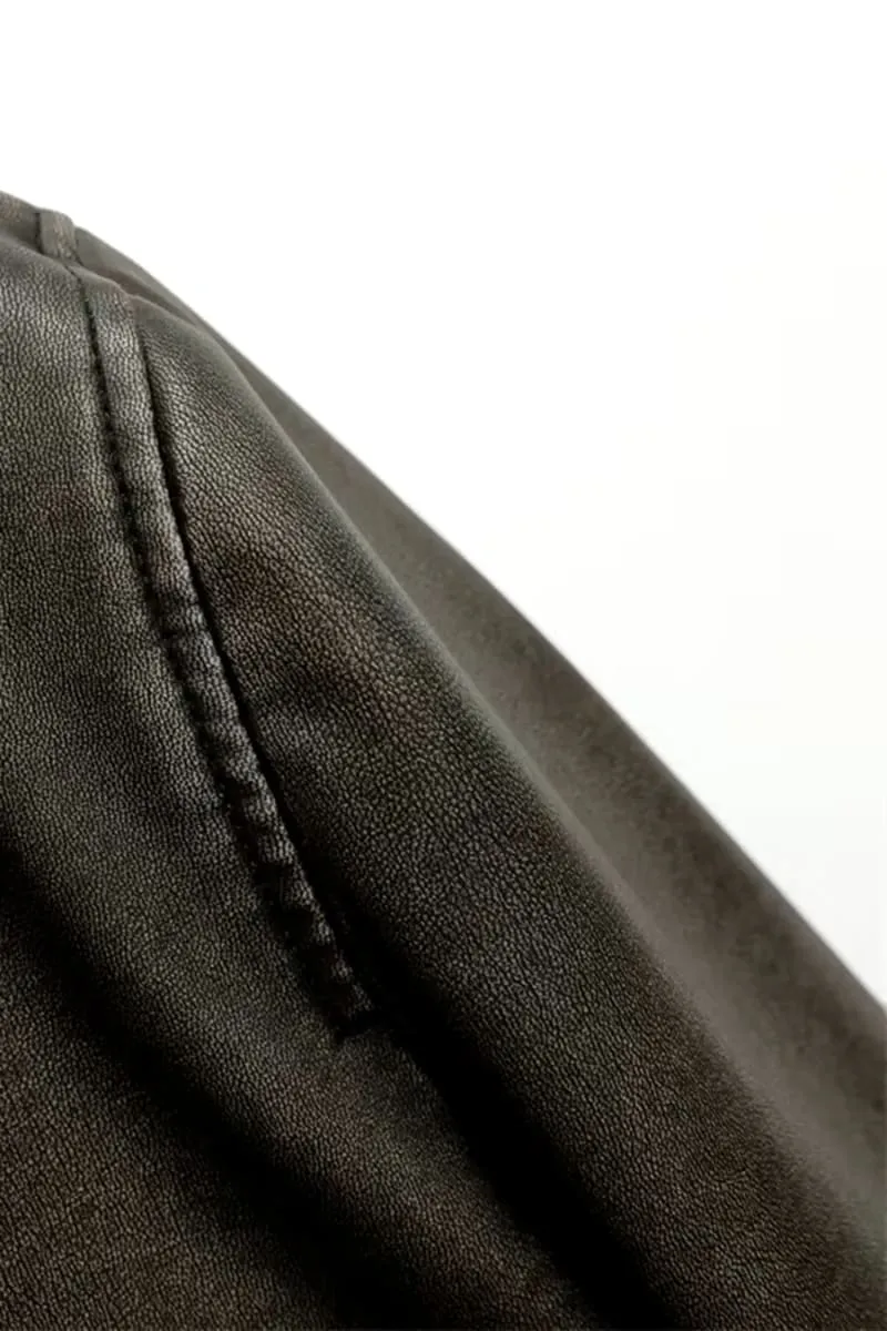 Women's Brown Faux Leather Cropped Jacket