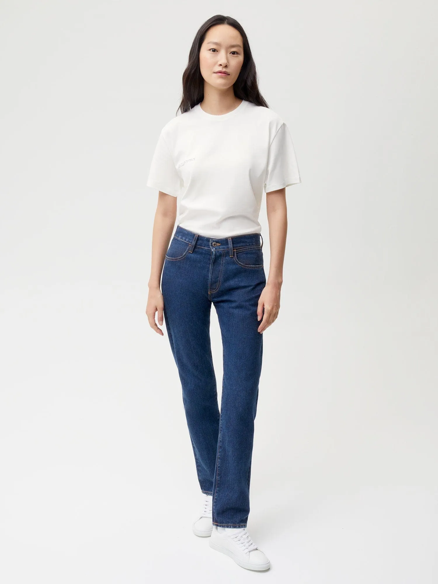 Womens Nettle Denim Straight Leg Jeans—mid wash