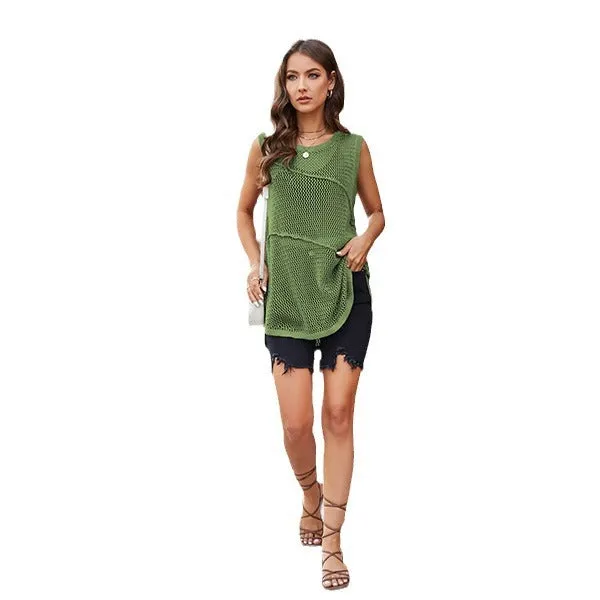 Women'S Round Neck Hollow Knitted Vest Wholesale Womens Clothing N3824010500007