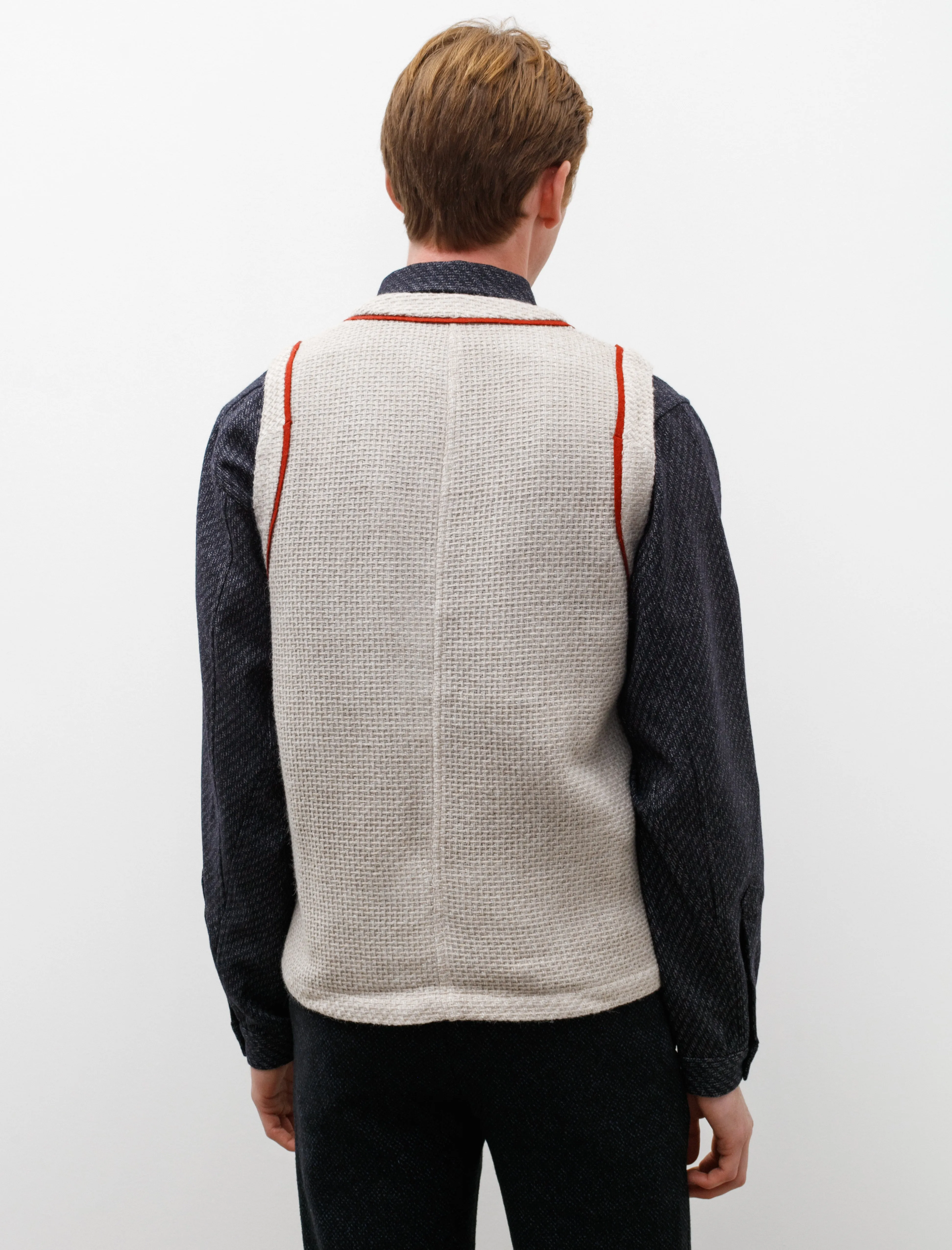 Wool Vest Light Grey Red Detail