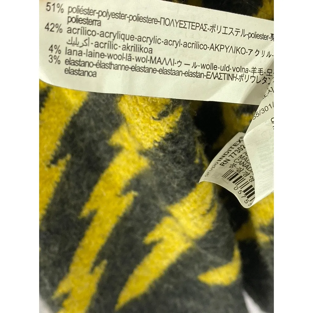 ZARA Men's Black/Yellow Lightning Bolt Jacquard Crewneck Pullover Sweater SZ M