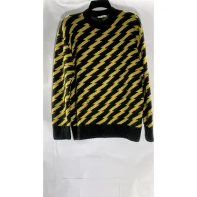 ZARA Men's Black/Yellow Lightning Bolt Jacquard Crewneck Pullover Sweater SZ M