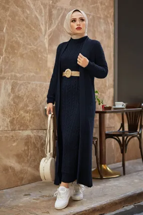 ZRF Women Knit Navy Cardigan Dress Suit - McKinney